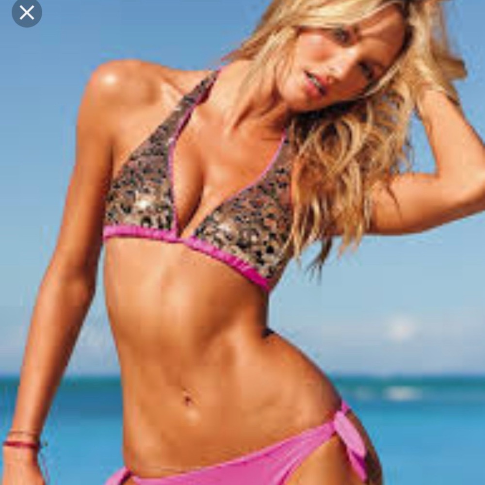 Victoria’s Secret leopard sequin bikini top